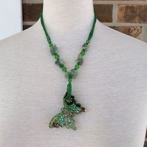 Handmade Butterfly Glass Pendant Necklace